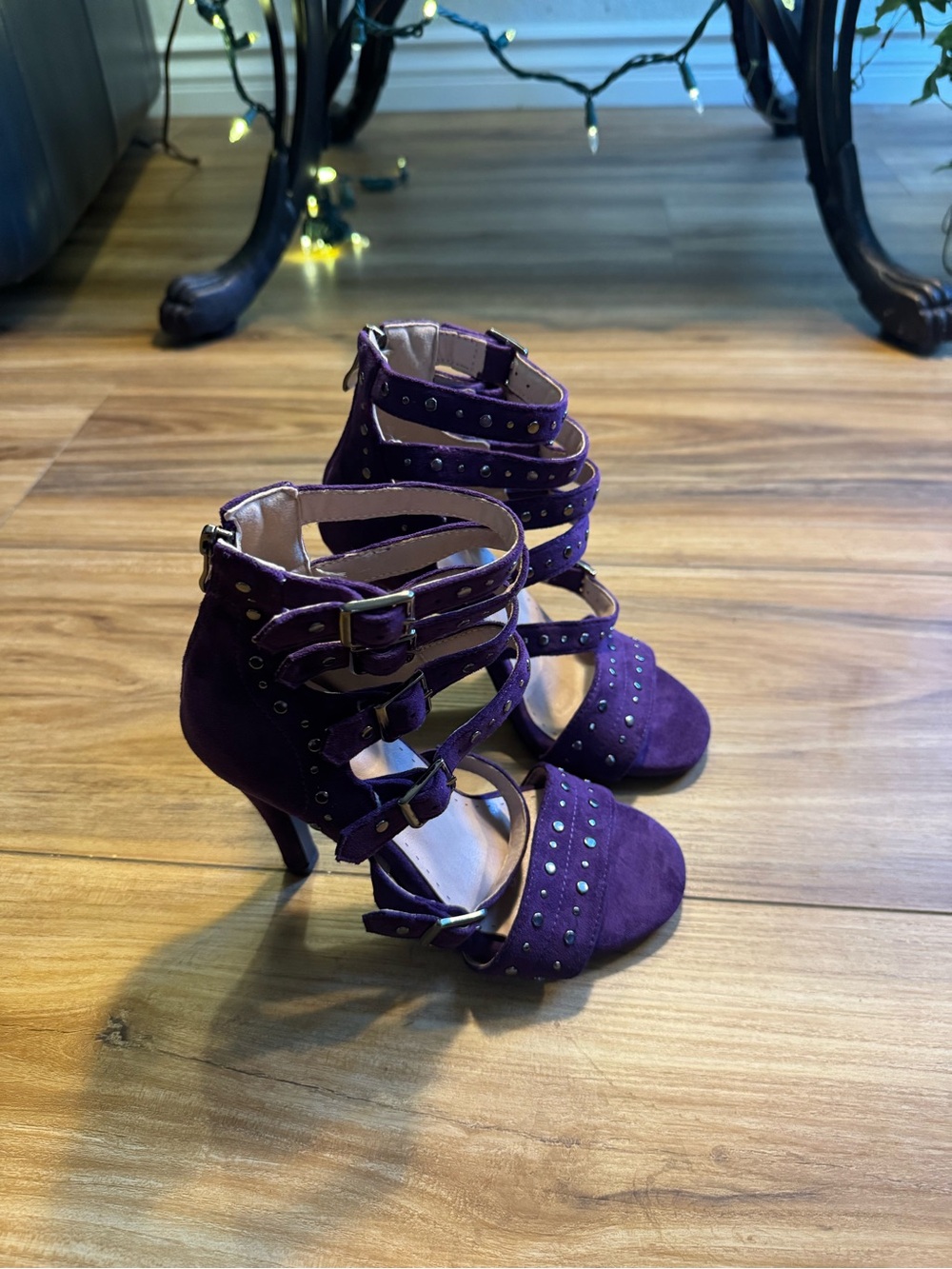 Women’s Strappy Purple Studded High Heel Sandals